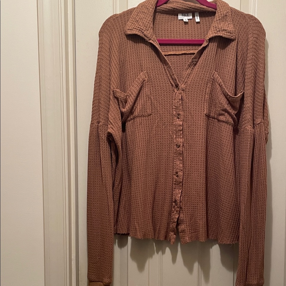 Waffle Button-Up Top